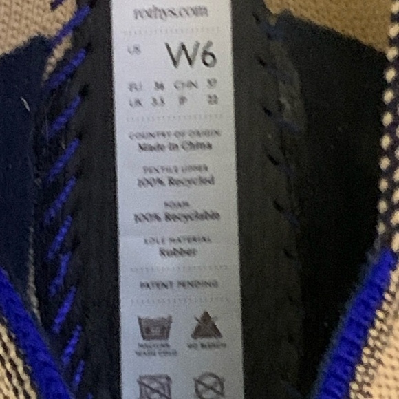 W6 ROTHY’S Dune Cap-Toe Pointed Flats: Tan and Blue - Picture 4 of 8